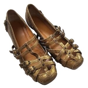 Frye Anna Crackled Leather Multi Strap Gold